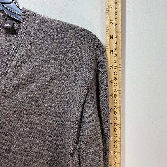 Michael Kors Extrafine Merino Soft Sweater XXL Taupe Tan Brown V-Neck Academia - Picture 5 of 8